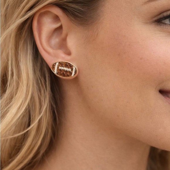 NWOT Football Earrings Lot 2 Pairs - Brown Leopard Studs & Large Black Teardrop - Picture 2 of 9